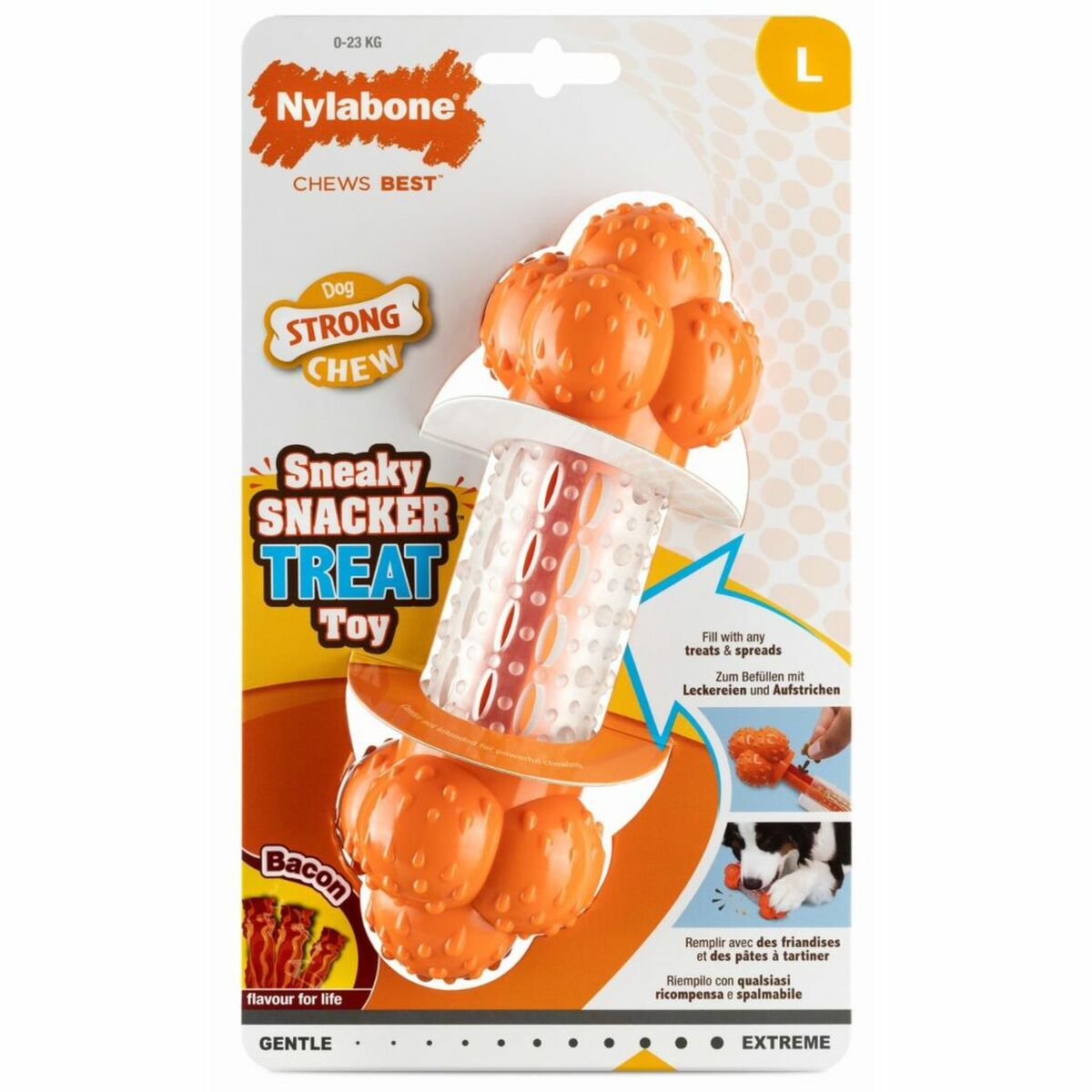 Tuggleksak för hundar Nylabone Orange Bacon Konstgjord L