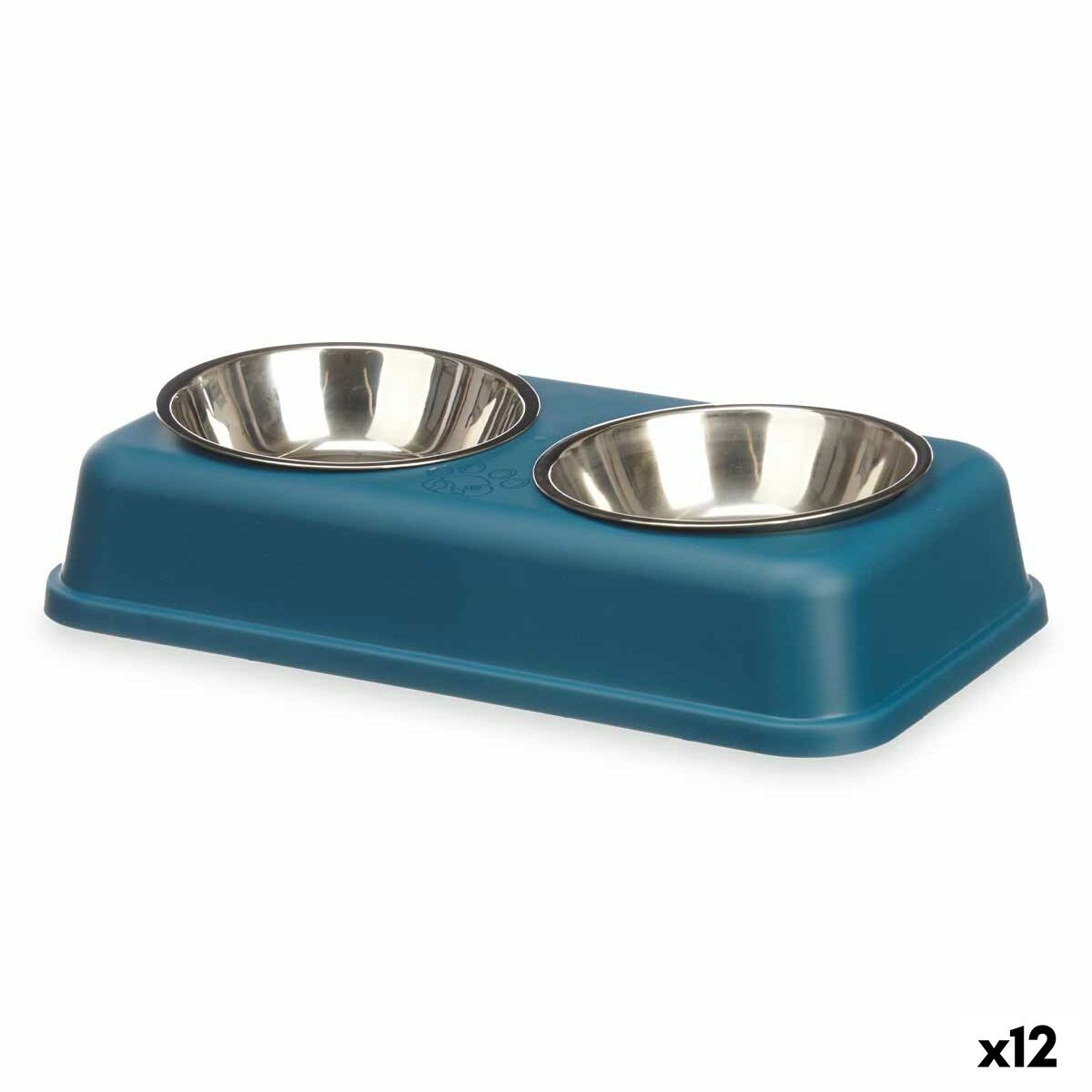 Cat Feeder Double Blå Metall 35 x 7,5 x 19 cm (12 antal) - Mascow | Valpoteket