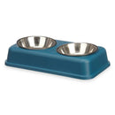 Cat Feeder Double Blå Metall 35 x 7,5 x 19 cm (12 antal) - Mascow | Valpoteket