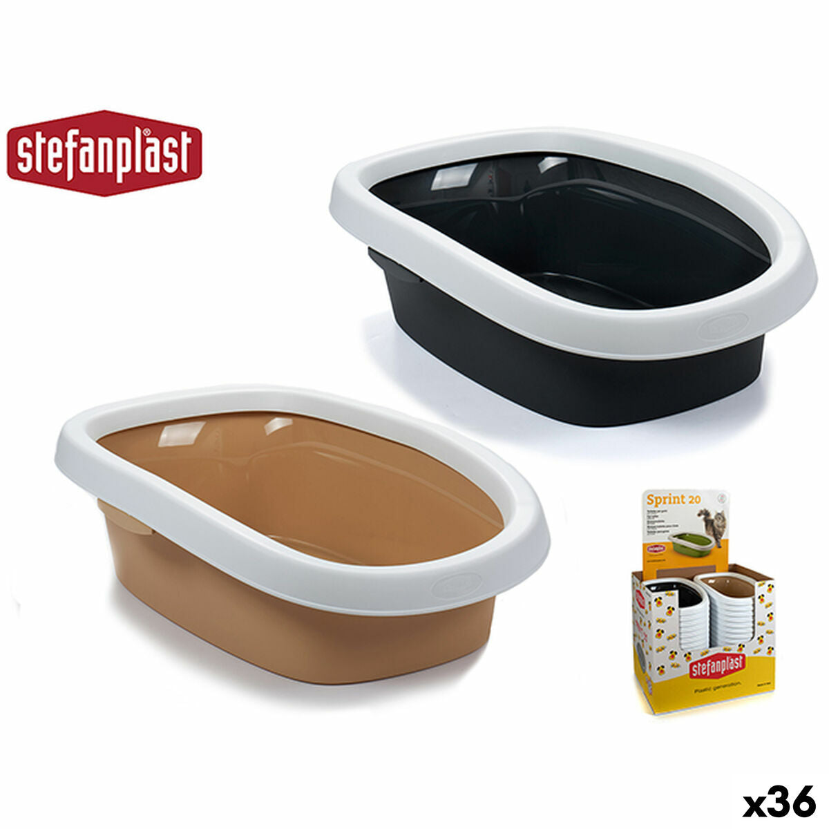 Kattlåda Stefanplast PR403Q Beige Antracitgrå Plast 38,5 x 17 x 58 cm (36 antal)