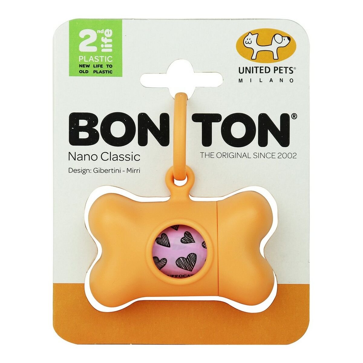 Hållare för bajspåsar United Pets Bon Ton Nano Classic Hund Orange Återvunnen plast (6 x 3 x 4 cm) - United Pets | Valpoteket