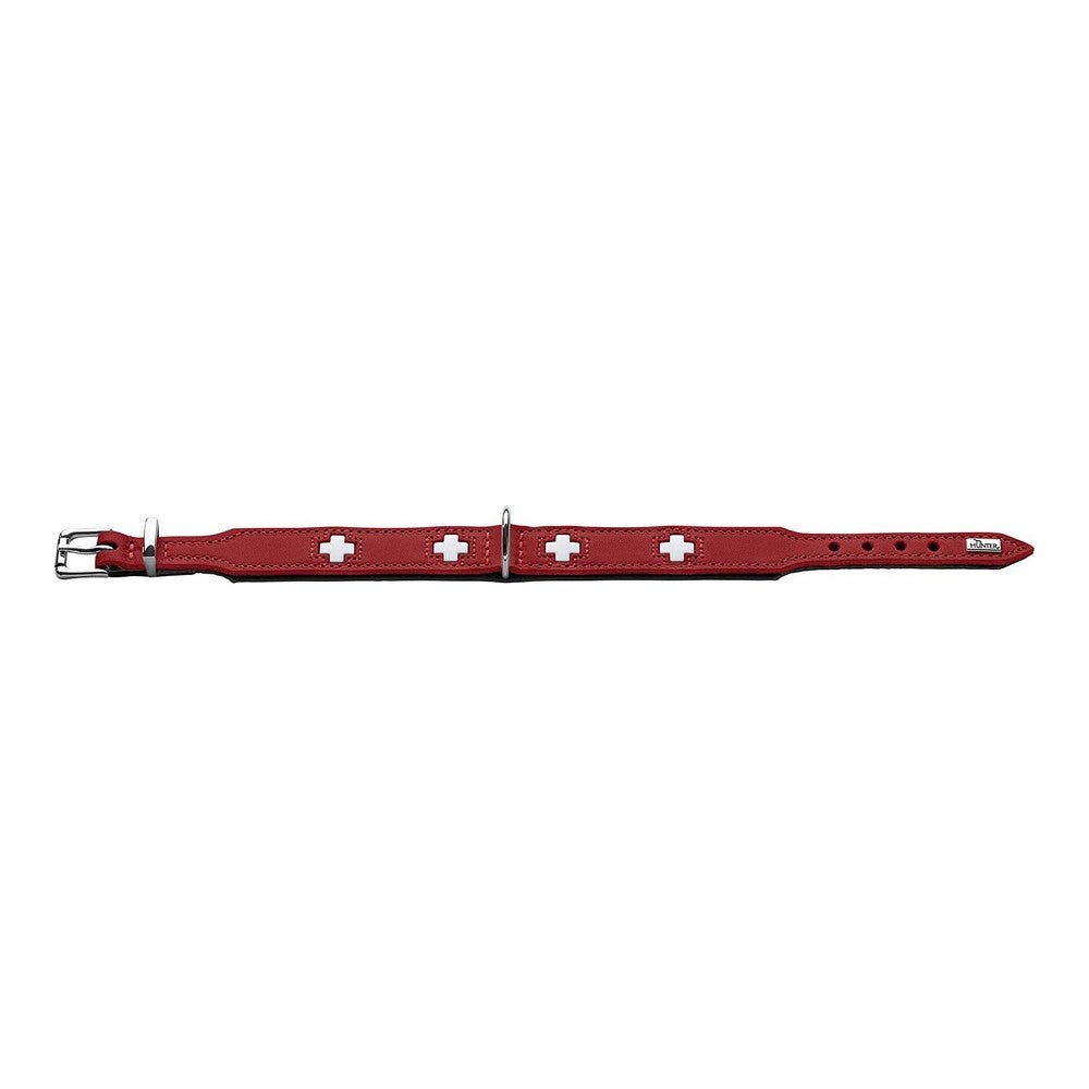 Hundhalsband läder Hunter Swiss Röd/Svart (47-54 cm) - Hunter | Valpoteket