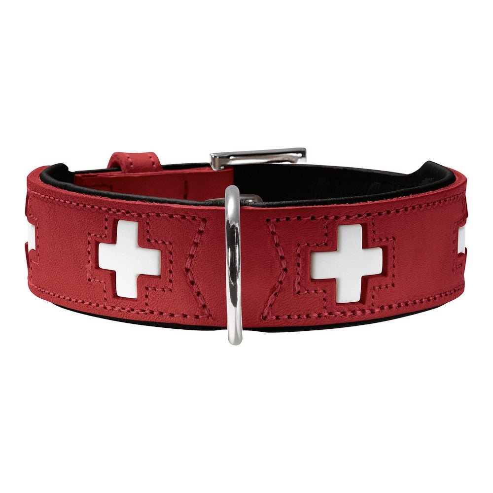 Dog collar leather Swiss | Outstanding craftsmanship | Red, SM (42)