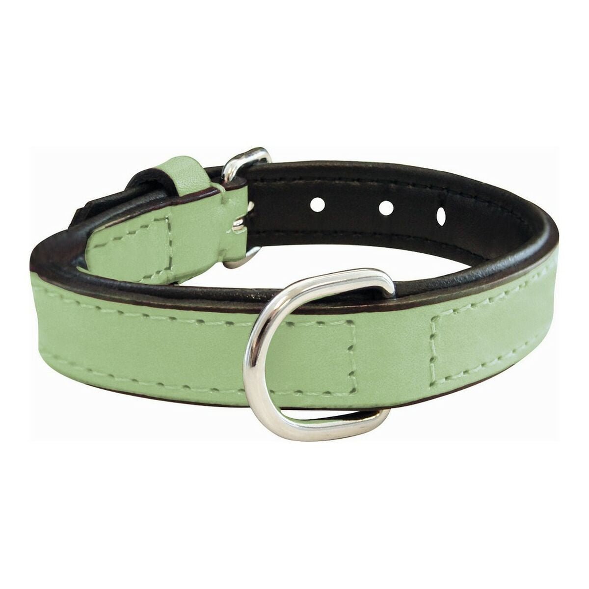 Dog collar leather padded Gloria green (35 x 1.5 cm)