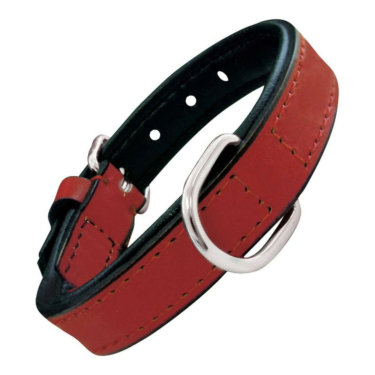 Dog collar leather padded Gloria red (30 x 1.5 cm)