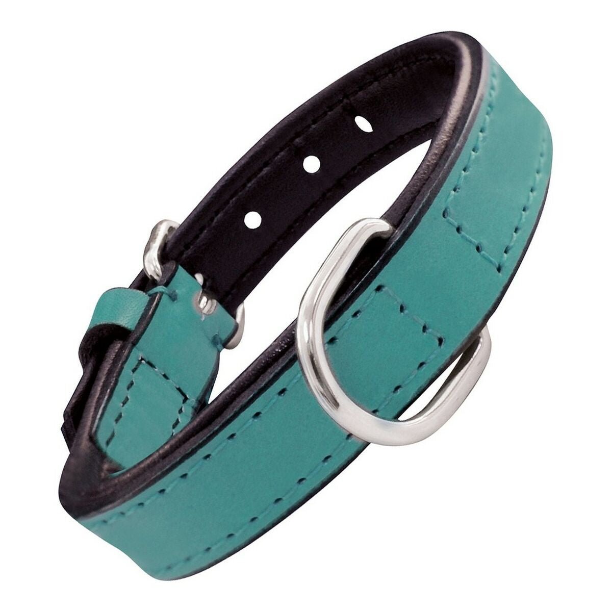 Dog collar leather padded Gloria turquoise (30 x 1.5 cm)