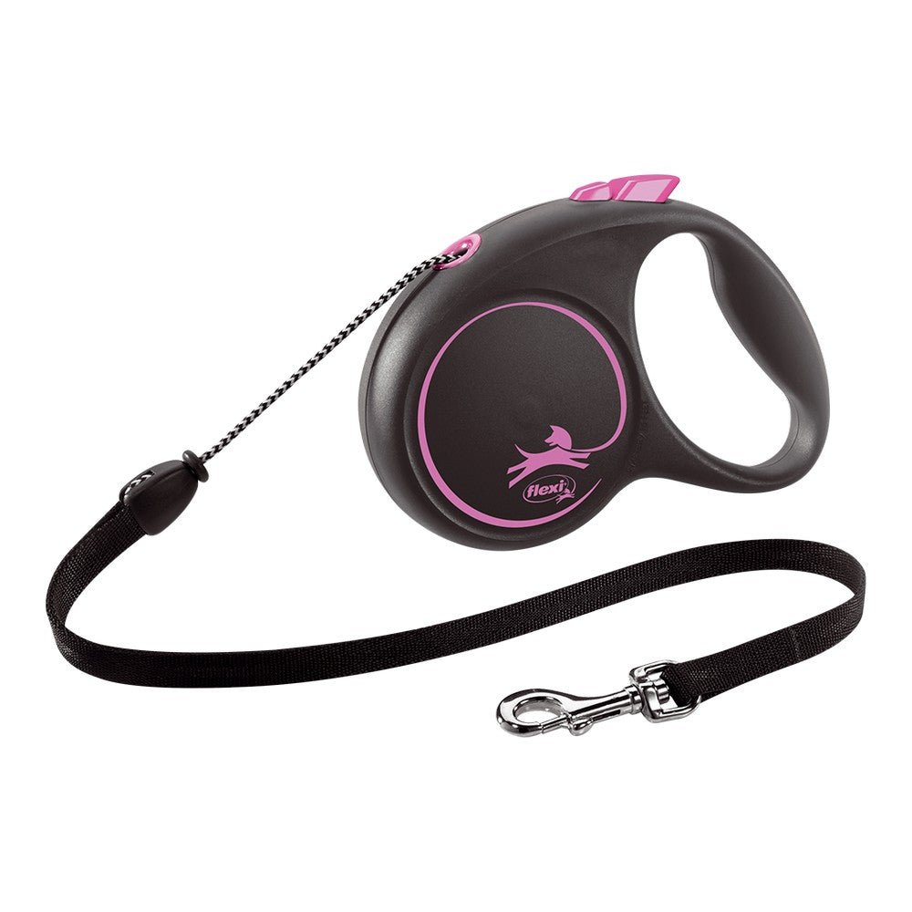 Hundkoppel Flexi BLACK DESIGN 5 m Rosa Storlek M - Flexi | Valpoteket