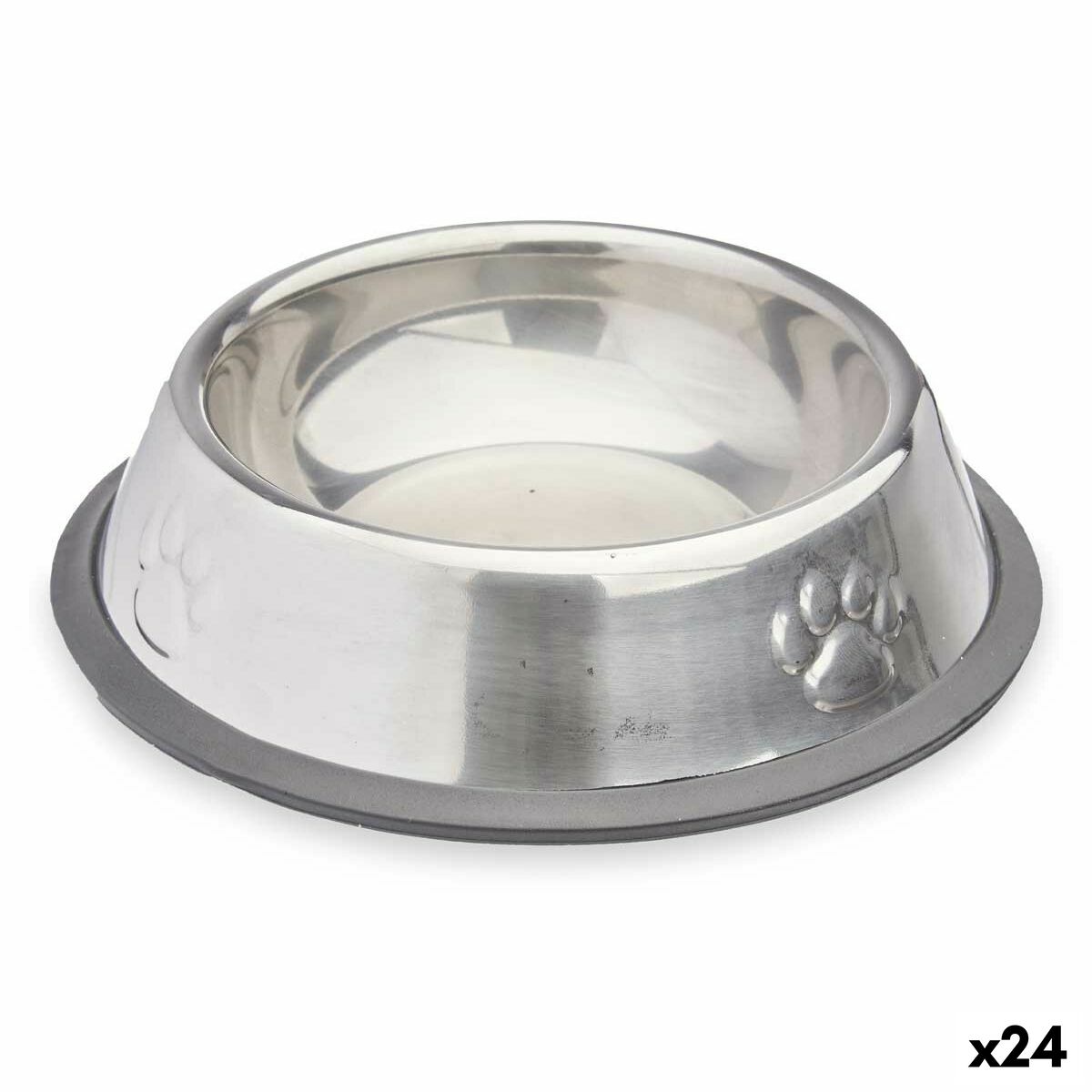 Hundmatare Silvrig Grå Gummi Metall 15 x 4 x 15 cm (24 antal)