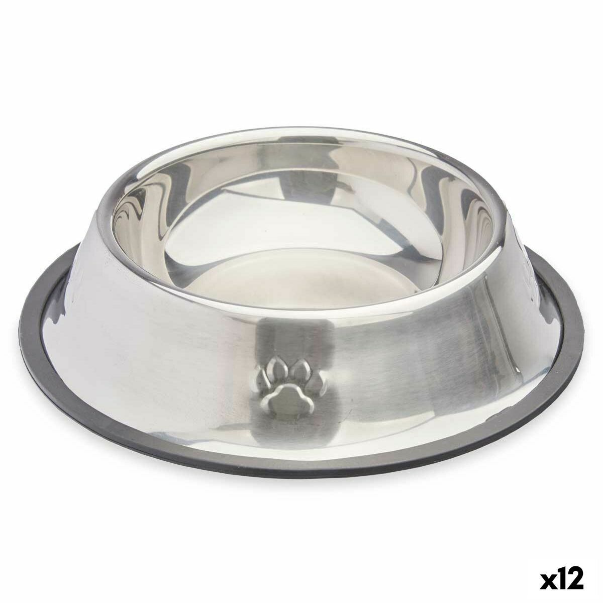 Hundmatare Silvrig Grå Gummi Metall 22 x 6 x 22 cm (12 antal) - Mascow | Valpoteket