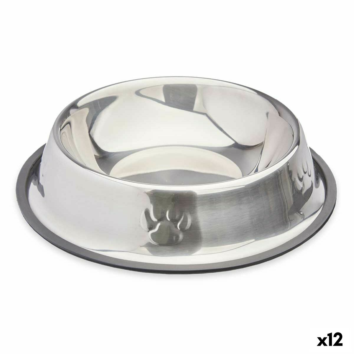 Hundmatare Silvrig Grå Gummi Metall 26 x 7 x 26 cm (12 antal)