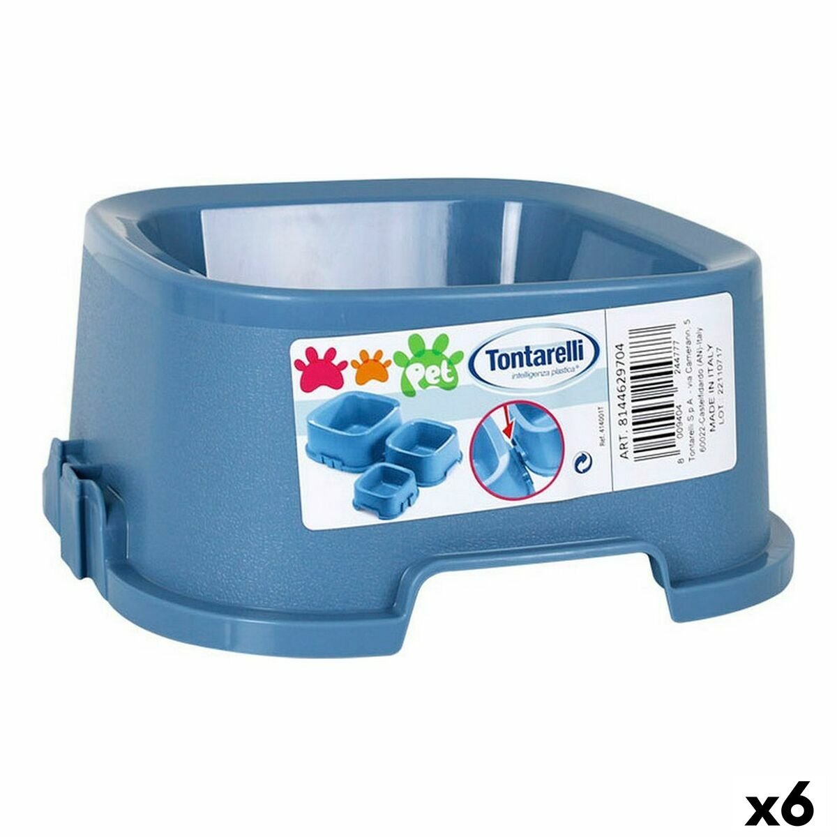 Food bowl for pets Tontarelli Pet 21.5 x 21.5 x 9.4 cm (6 units)