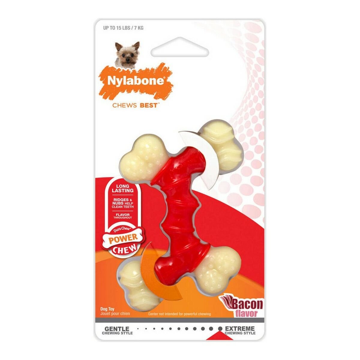 Tuggleksak för hundar Nylabone Extreme Chew Double Bacon Storlek M Nylon Termoplast