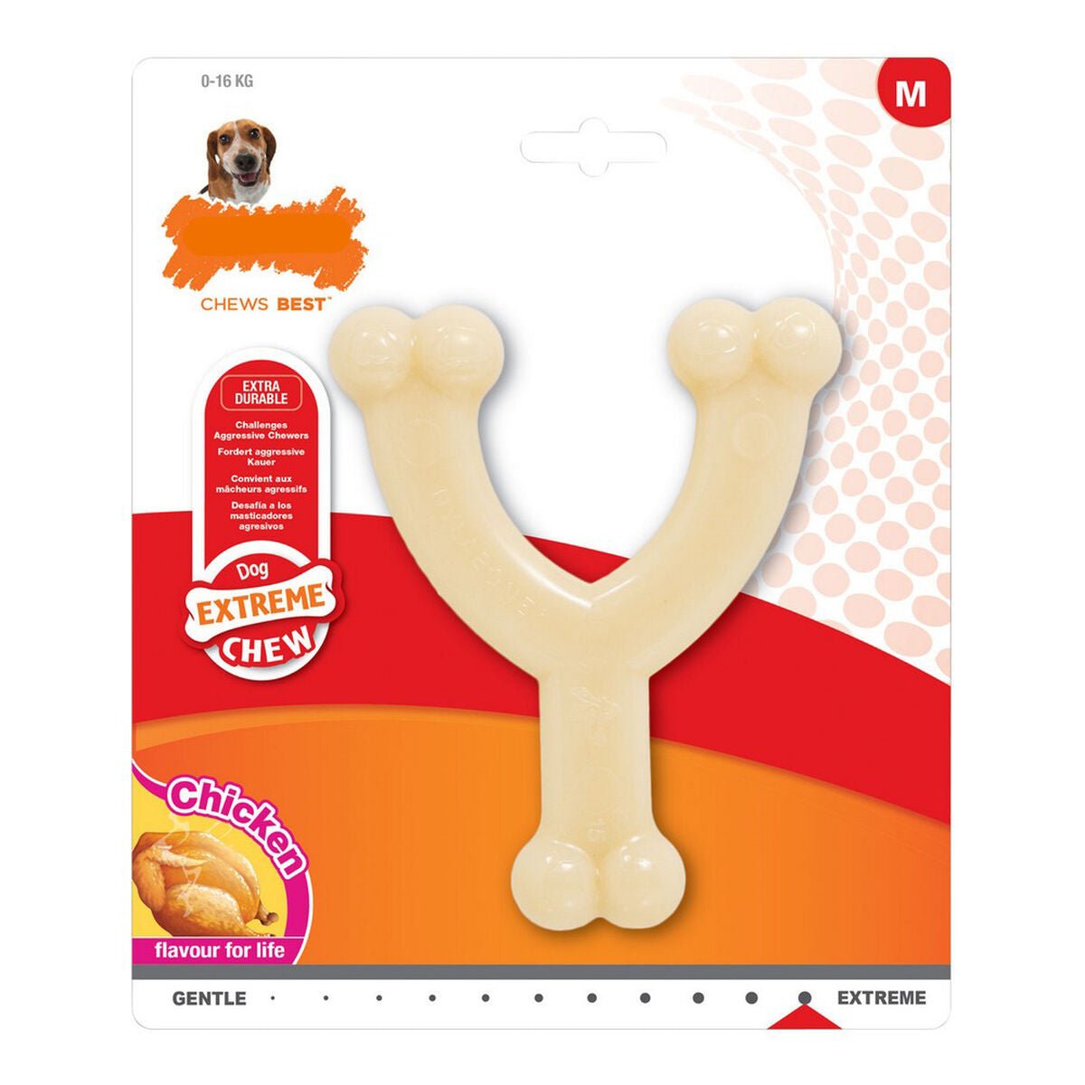 Tuggleksak för hundar Nylabone Extreme Chew Wishbone Storlek M Kyckling Nylon