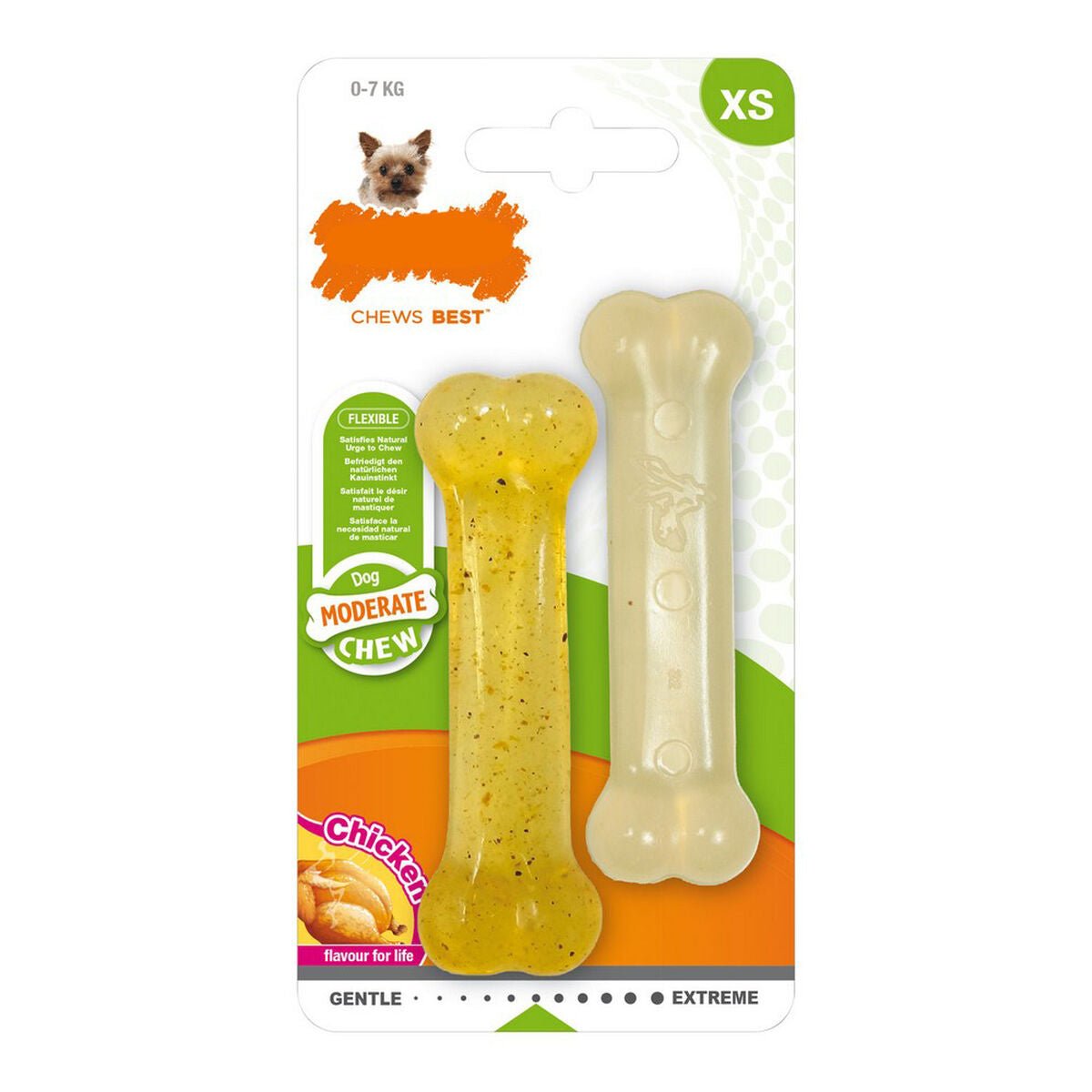 Tuggleksak för hundar Nylabone Moderate Chew Twin Kyckling Termoplast XS-storlek (2 pcs)