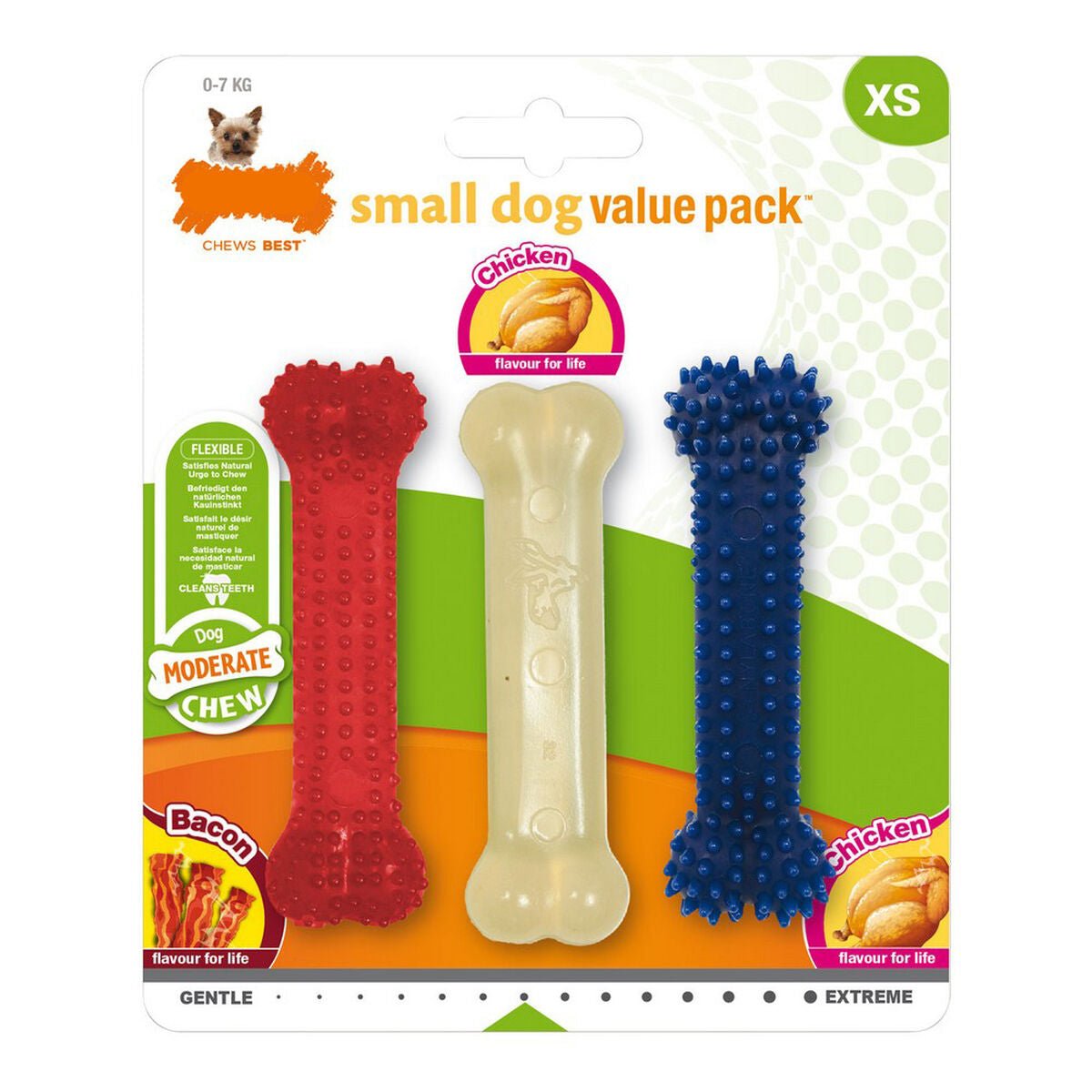 Chew Toy for Dogs Nylabone Value Pack Bacon Size S Chicken Thermoplastic (3 pcs)